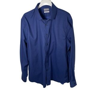 Michael Kors Blue Airsoft Stretch Regular Fit Shirt, XL